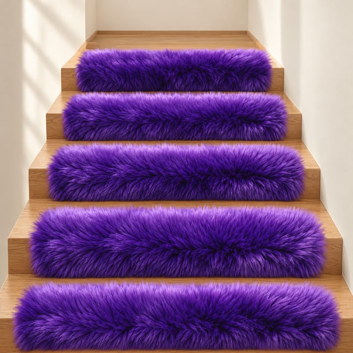 Plush Fur Stair Treads, Purple