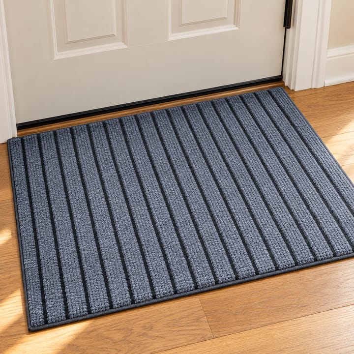Striped Plush Rubber Backed Door Mat