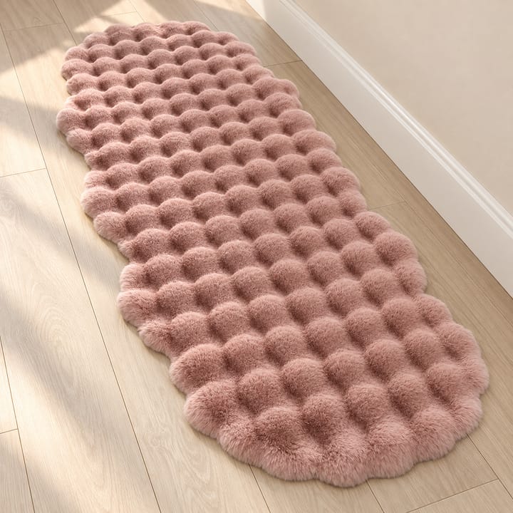 Plush Faux Rabbit Fur Runner Rug, Pink