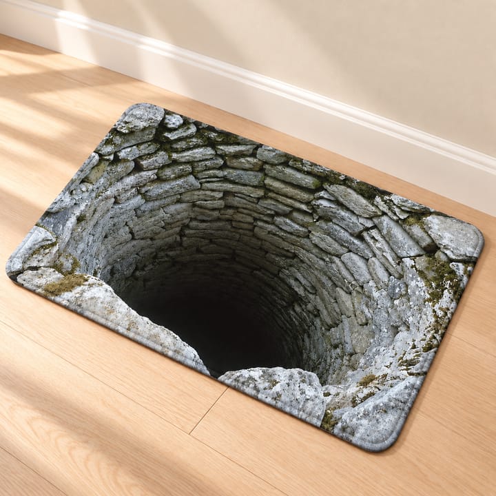 Gray Stone Well Print Door Mat, 24 x 35 in
