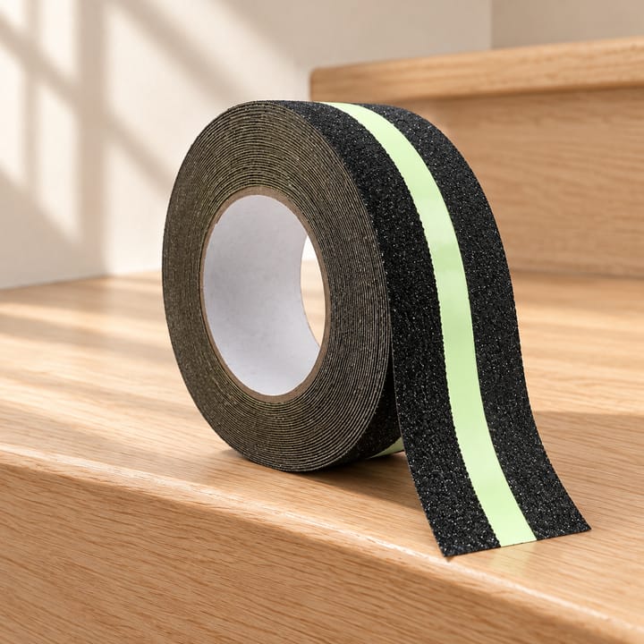 Glow Grip Stair Tape, Black with glow-in-the-dark stripe